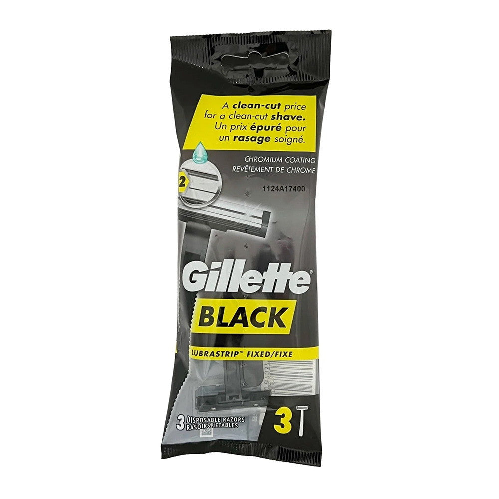 Gillette Mens Black Disposable Razor, 3 Ea